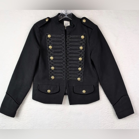 GAP Jackets & Blazers - Vintage GAP Black Military Style Jacket Gold Detailed Buttons Band Leader Coat